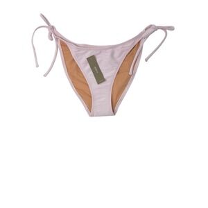 J Crew Women's Ribbed Curved Waist Cheeky Bikini Bottom Strings Pink Size Medium